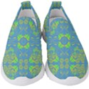 Floral folk damask pattern Fantasy flowers  Kids  Slip On Sneakers View1