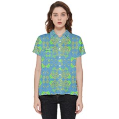 Floral Folk Damask Pattern Fantasy Flowers  Short Sleeve Pocket Shirt by Eskimos