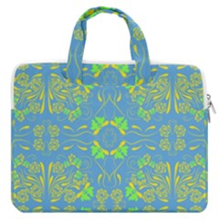 Floral Folk Damask Pattern Fantasy Flowers  Macbook Pro13  Double Pocket Laptop Bag by Eskimos