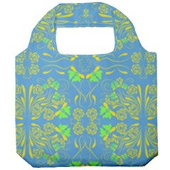 Floral Folk Damask Pattern Fantasy Flowers  Foldable Grocery Recycle Bag