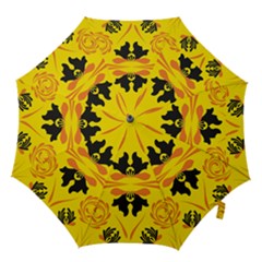 Floral Folk Damask Pattern Fantasy Flowers  Hook Handle Umbrellas (large) by Eskimos