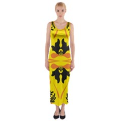 Floral Folk Damask Pattern Fantasy Flowers  Fitted Maxi Dress by Eskimos