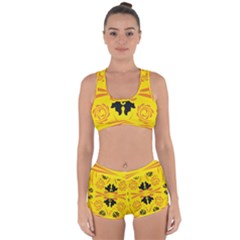 Floral Folk Damask Pattern Fantasy Flowers  Racerback Boyleg Bikini Set by Eskimos