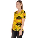 Floral folk damask pattern Fantasy flowers  Women s V-Neck Scrub Top View2