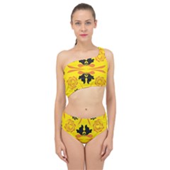 Floral Folk Damask Pattern Fantasy Flowers  Spliced Up Two Piece Swimsuit by Eskimos