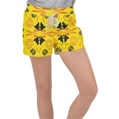 Floral Folk Damask Pattern Fantasy Flowers  Velour Lounge Shorts by Eskimos