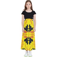 Floral Folk Damask Pattern Fantasy Flowers  Kids  Flared Maxi Skirt by Eskimos