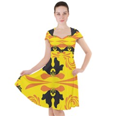 Floral Folk Damask Pattern Fantasy Flowers  Cap Sleeve Midi Dress by Eskimos