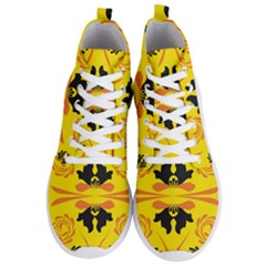 Floral Folk Damask Pattern Fantasy Flowers  Men s Lightweight High Top Sneakers by Eskimos