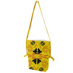 Floral Folk Damask Pattern Fantasy Flowers  Folding Shoulder Bag by Eskimos