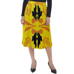 Floral Folk Damask Pattern Fantasy Flowers  Classic Velour Midi Skirt  by Eskimos