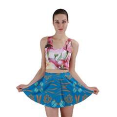 Floral Folk Damask Pattern Fantasy Flowers  Mini Skirt by Eskimos