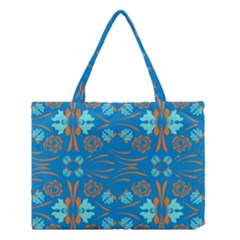 Floral Folk Damask Pattern Fantasy Flowers  Medium Tote Bag by Eskimos