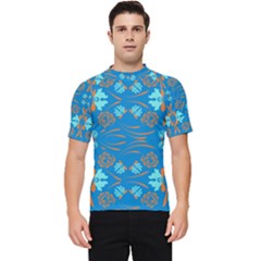 Floral Folk Damask Pattern Fantasy Flowers  Men s Short Sleeve Rash Guard by Eskimos