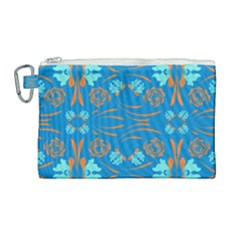 Floral Folk Damask Pattern Fantasy Flowers  Canvas Cosmetic Bag (large) by Eskimos