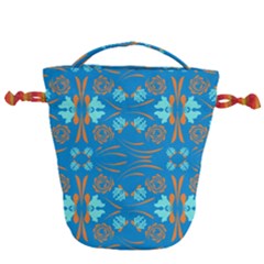 Floral Folk Damask Pattern Fantasy Flowers  Drawstring Bucket Bag by Eskimos