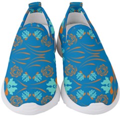 Floral Folk Damask Pattern Fantasy Flowers  Kids  Slip On Sneakers by Eskimos