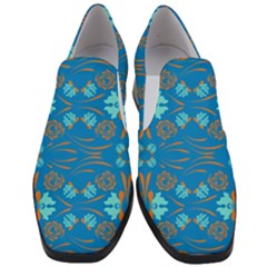 Floral Folk Damask Pattern Fantasy Flowers  Women Slip On Heel Loafers by Eskimos