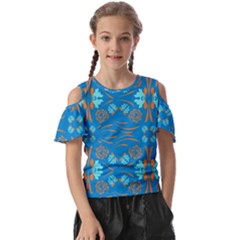 Floral Folk Damask Pattern Fantasy Flowers  Kids  Butterfly Cutout Tee by Eskimos