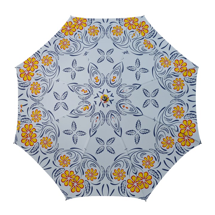 Floral folk damask pattern Fantasy flowers  Golf Umbrellas