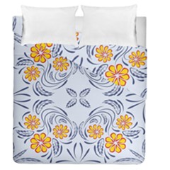 Floral Folk Damask Pattern Fantasy Flowers  Duvet Cover Double Side (queen Size) by Eskimos