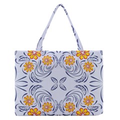 Floral Folk Damask Pattern Fantasy Flowers  Zipper Medium Tote Bag by Eskimos