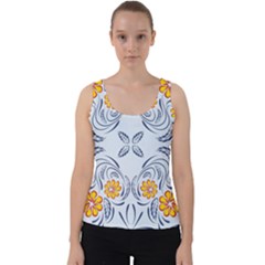 Floral Folk Damask Pattern Fantasy Flowers  Velvet Tank Top by Eskimos