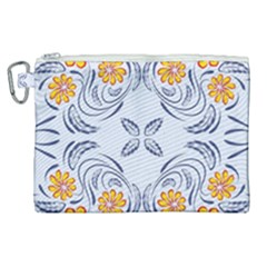 Floral Folk Damask Pattern Fantasy Flowers  Canvas Cosmetic Bag (xl) by Eskimos