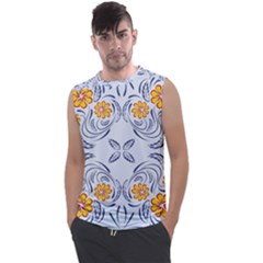 Floral Folk Damask Pattern Fantasy Flowers  Men s Regular Tank Top by Eskimos