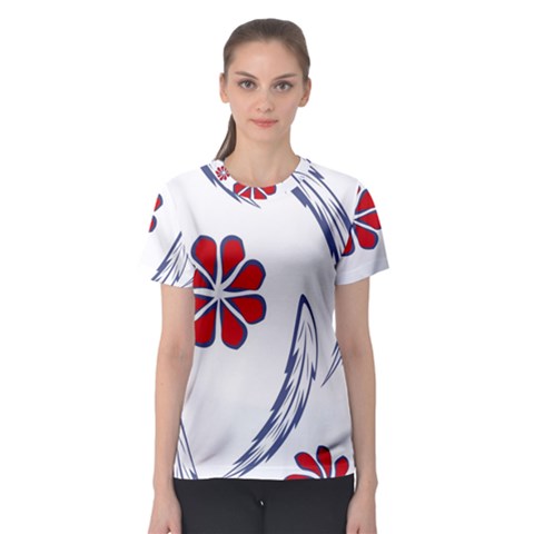 Folk Flowers Print Floral Pattern Ethnic Art Women s Sport Mesh Tee by Eskimos