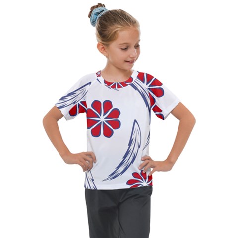 Folk Flowers Print Floral Pattern Ethnic Art Kids  Mesh Piece Tee by Eskimos