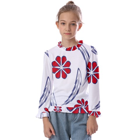 Folk Flowers Print Floral Pattern Ethnic Art Kids  Frill Detail Tee by Eskimos