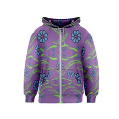 Folk Flowers Print Floral Pattern Ethnic Art Kids  Zipper Hoodie by Eskimos