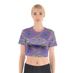 Folk Flowers Print Floral Pattern Ethnic Art Cotton Crop Top by Eskimos