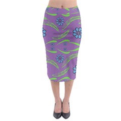 Folk Flowers Print Floral Pattern Ethnic Art Midi Pencil Skirt by Eskimos