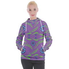 Folk Flowers Print Floral Pattern Ethnic Art Women s Hooded Pullover by Eskimos