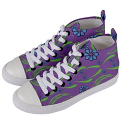 Folk Flowers Print Floral Pattern Ethnic Art Women s Mid-top Canvas Sneakers by Eskimos