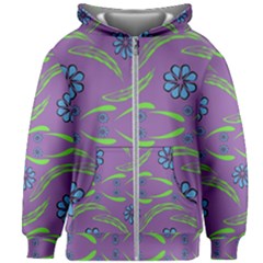 Folk Flowers Print Floral Pattern Ethnic Art Kids  Zipper Hoodie Without Drawstring by Eskimos