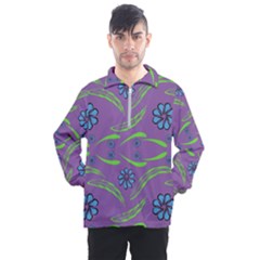 Folk Flowers Print Floral Pattern Ethnic Art Men s Half Zip Pullover by Eskimos