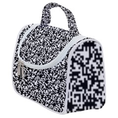 Black And White Qr Motif Pattern Satchel Handbag by dflcprintsclothing