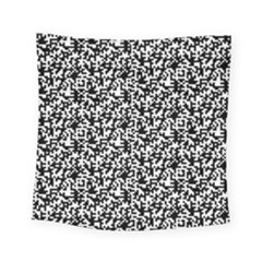 Black And White Qr Motif Pattern Square Tapestry (small)