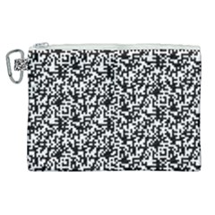 Black And White Qr Motif Pattern Canvas Cosmetic Bag (xl) by dflcprintsclothing