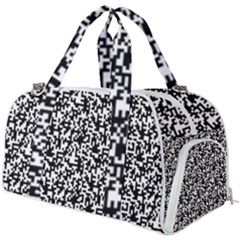 Black And White Qr Motif Pattern Burner Gym Duffel Bag by dflcprintsclothing