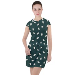 Leaves Pattern Drawstring Hooded Dress by CoshaArt