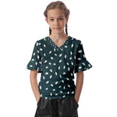 Leaves Pattern Kids  V-neck Horn Sleeve Blouse by CoshaArt