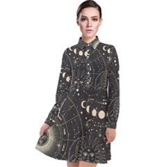 Magic-patterns Long Sleeve Chiffon Shirt Dress by CoshaArt