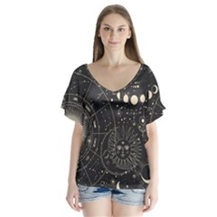 Magic-patterns V-neck Flutter Sleeve Top by CoshaArt