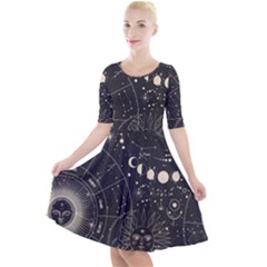 Magic-patterns Quarter Sleeve A-line Dress by CoshaArt