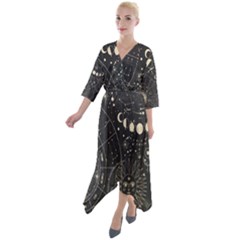 Magic-patterns Quarter Sleeve Wrap Front Maxi Dress by CoshaArt