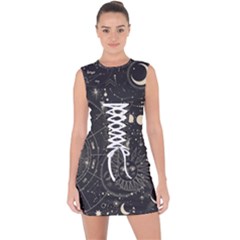 Magic-patterns Lace Up Front Bodycon Dress by CoshaArt